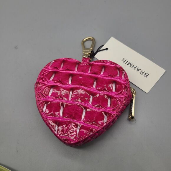 NWT Brahmin Heart Pouch Pink Affection Wallet Clip Coin Purse - Picture 4 of 10